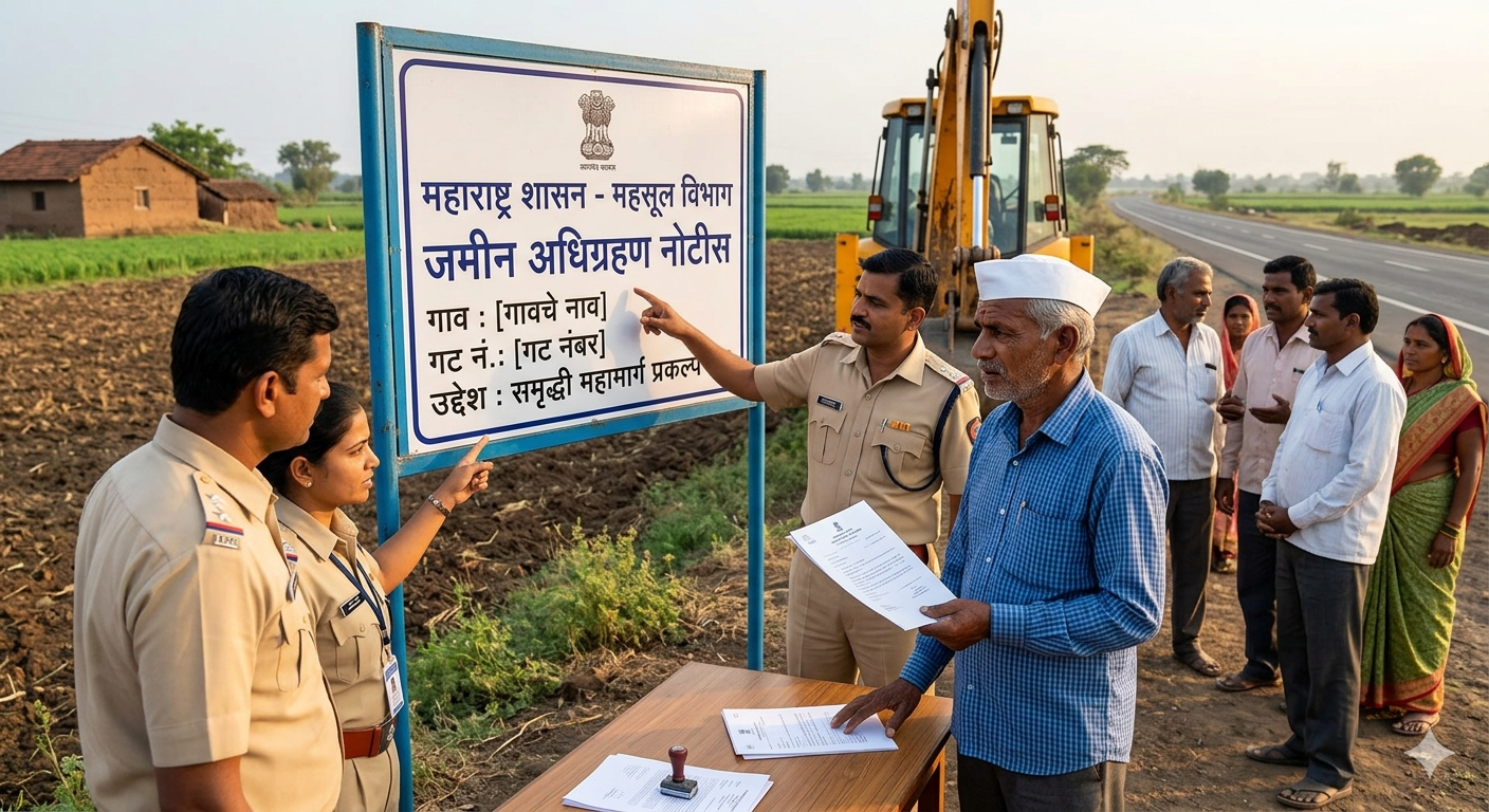 महाराष्ट्र जमीन अधिग्रहण वाद 2026 शेतकरी भरपाई माहिती